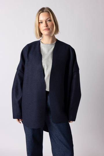 BOMBER VEST LONG BLUE