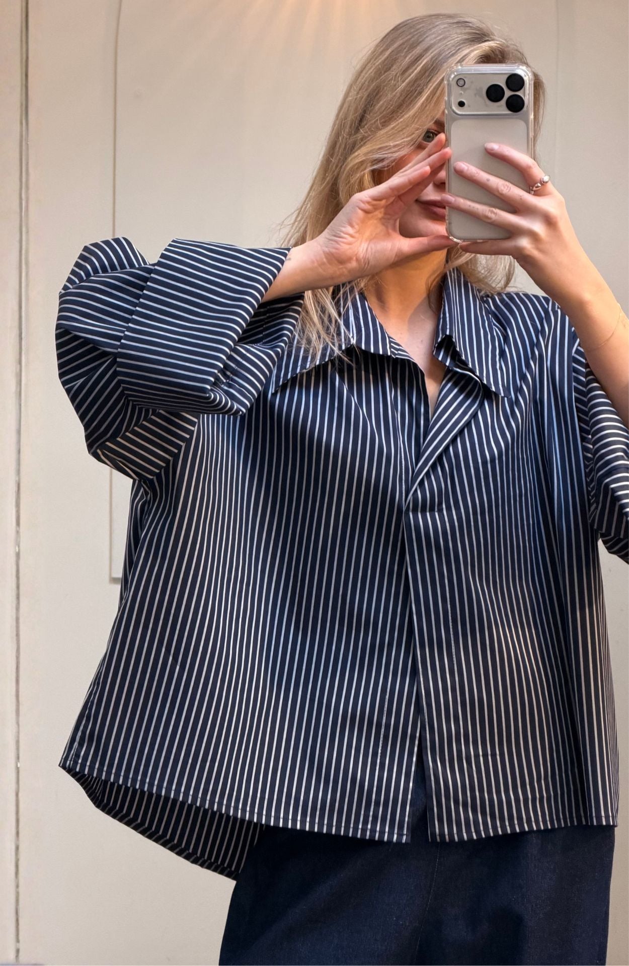 DADDY BLOUSE BOLD STRIPE BLUE