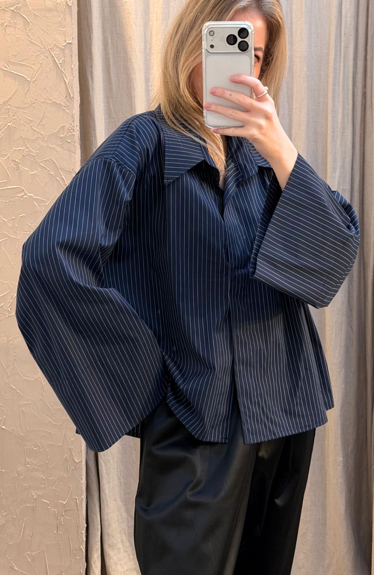 DADDY BLOUSE PINSTRIPE BLUE