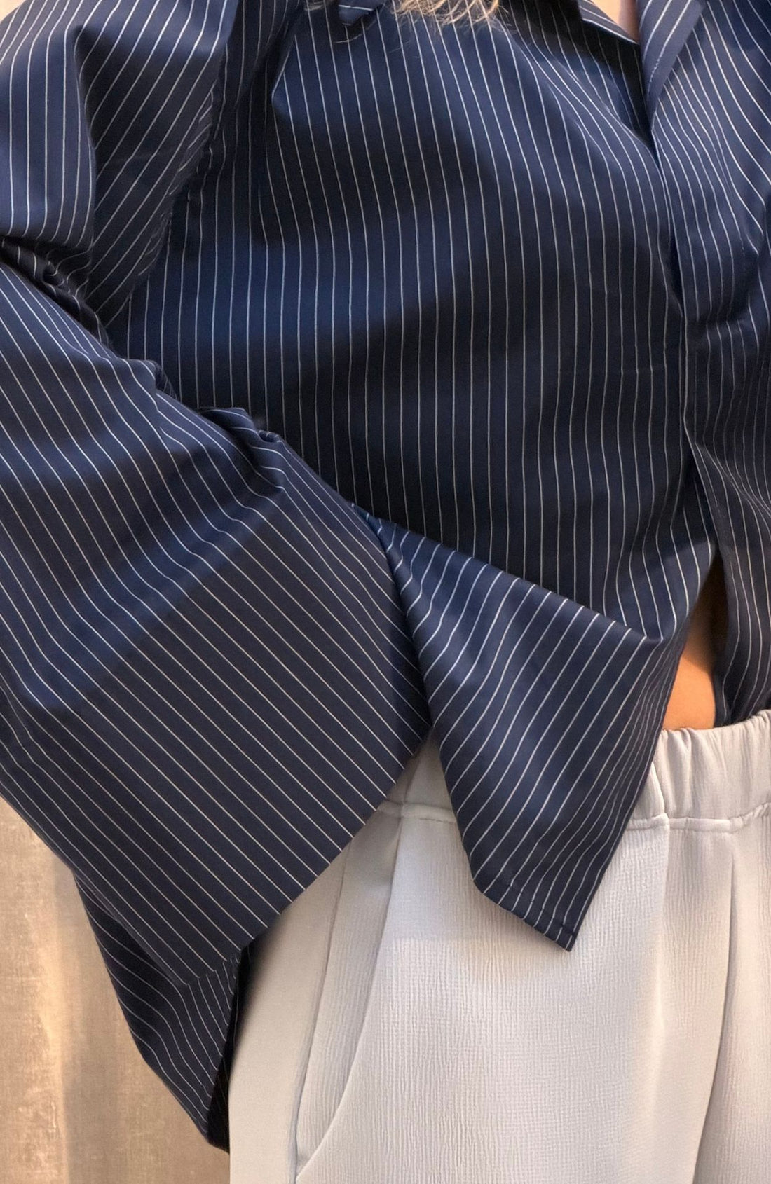DADDY BLOUSE PINSTRIPE BLUE