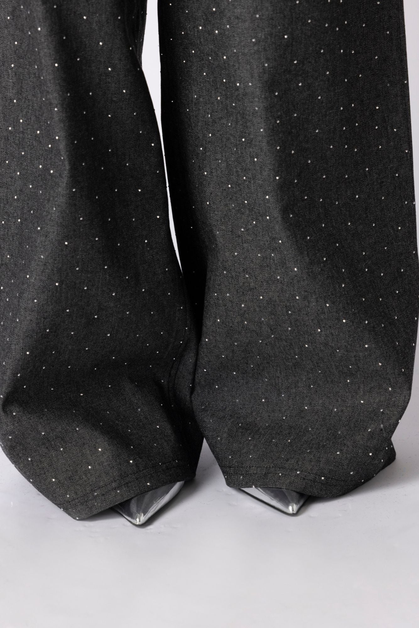 DENIM GLITTER PANTS GREY