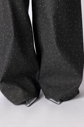 DENIM GLITTER PANTS GREY