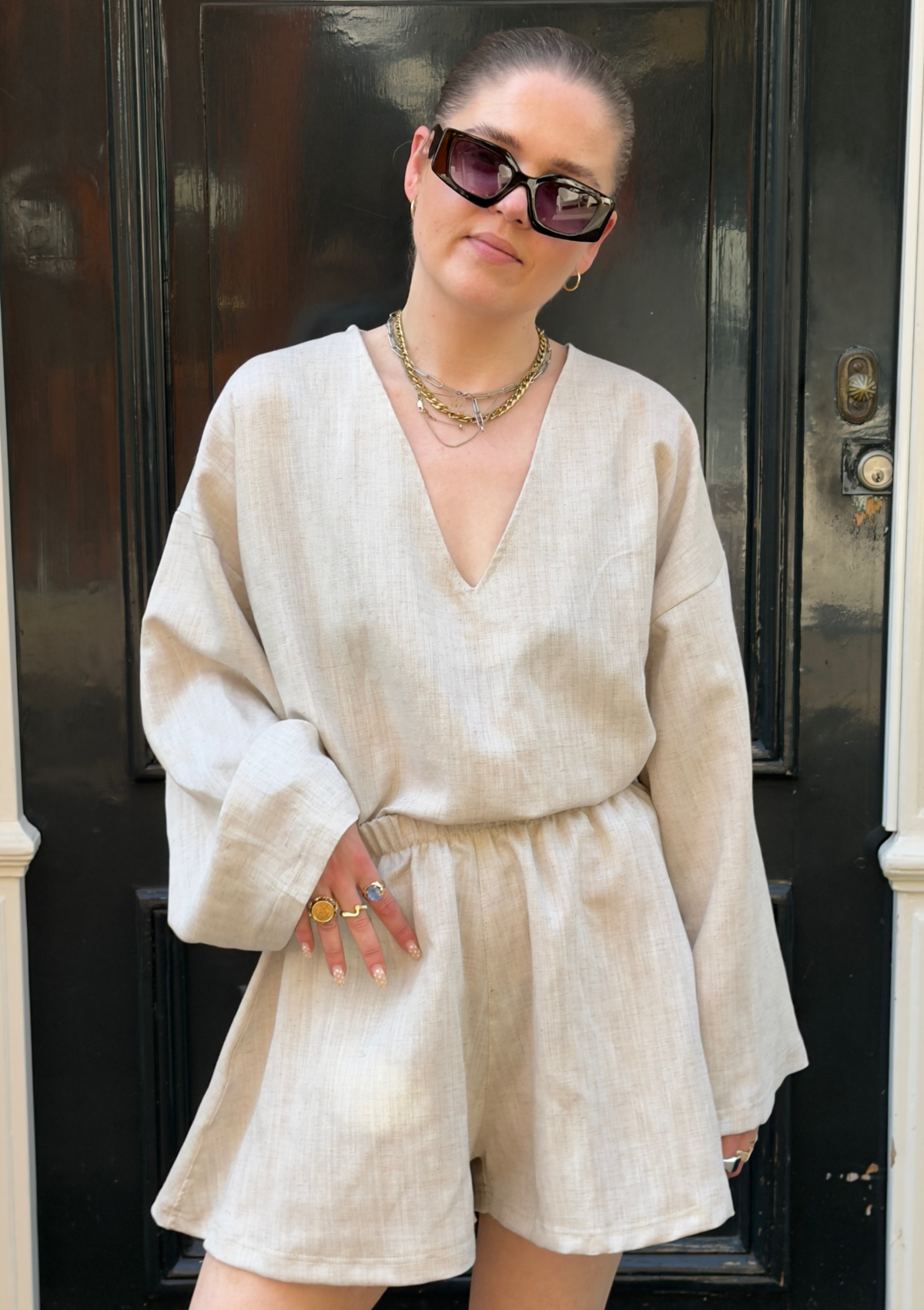 LINEN V TOP