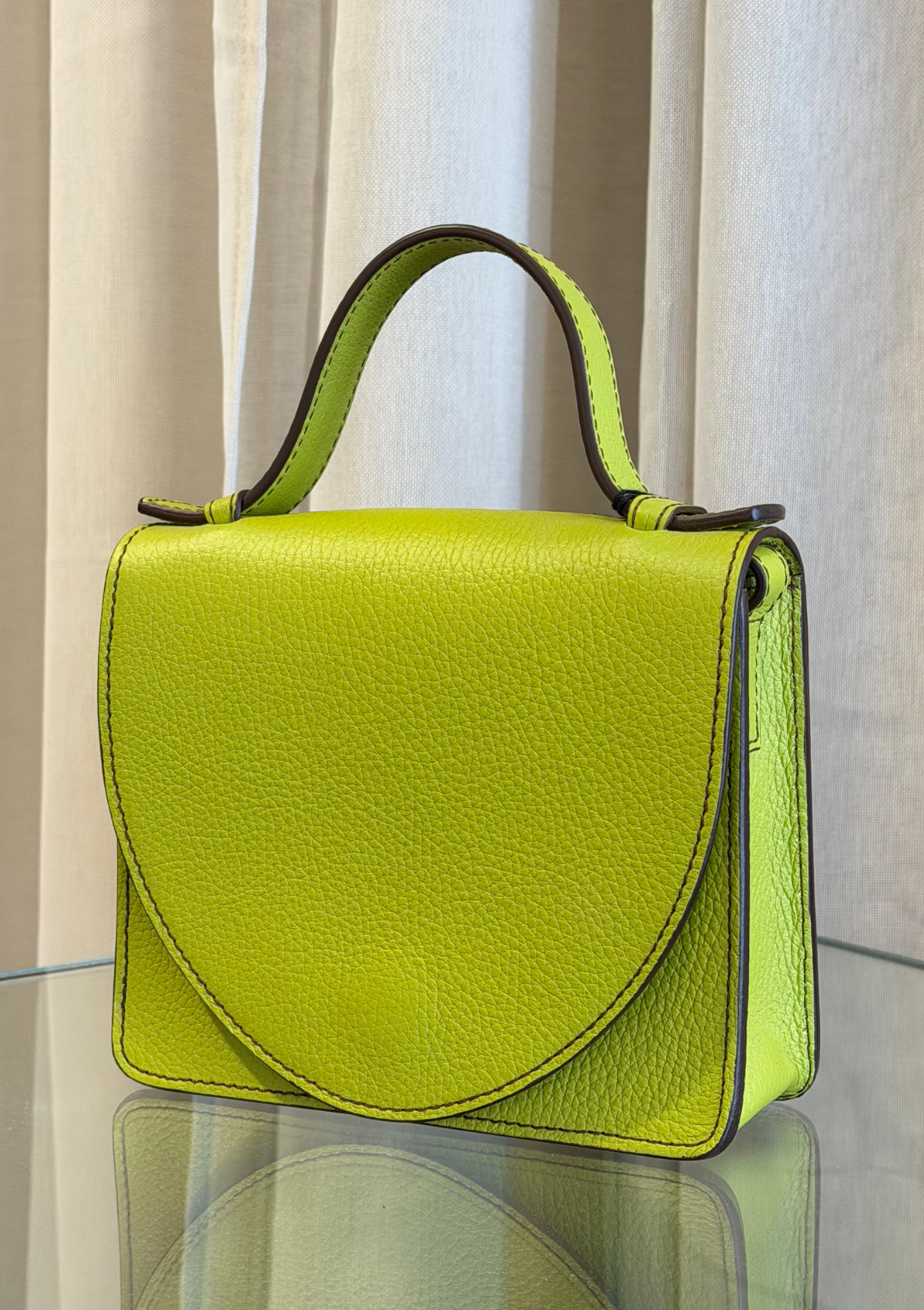 MIEKE DIERCKX | MICRO BRIEFCASE - STICHED LIME / EBONY