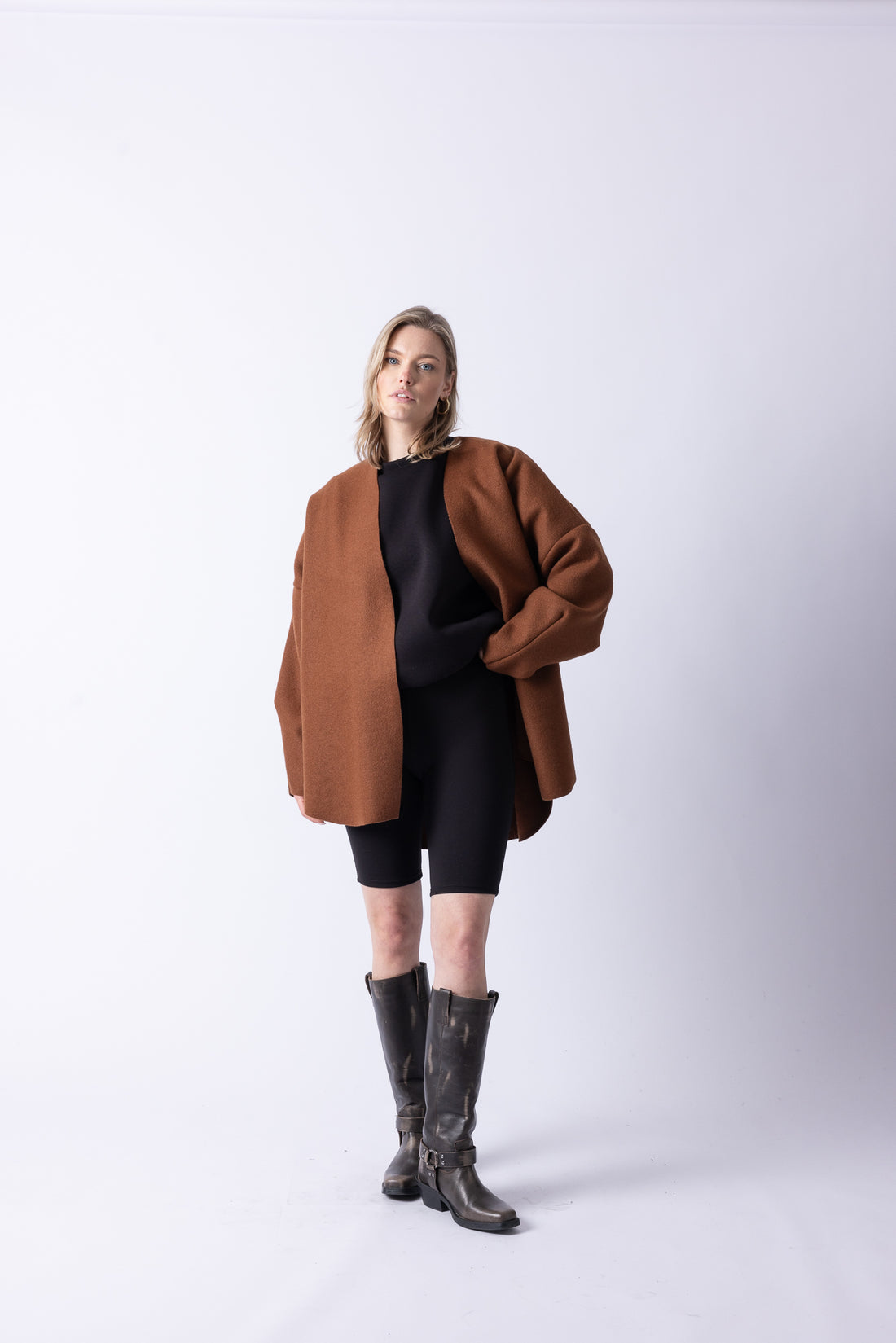 BOMBER VEST LONG BROWN