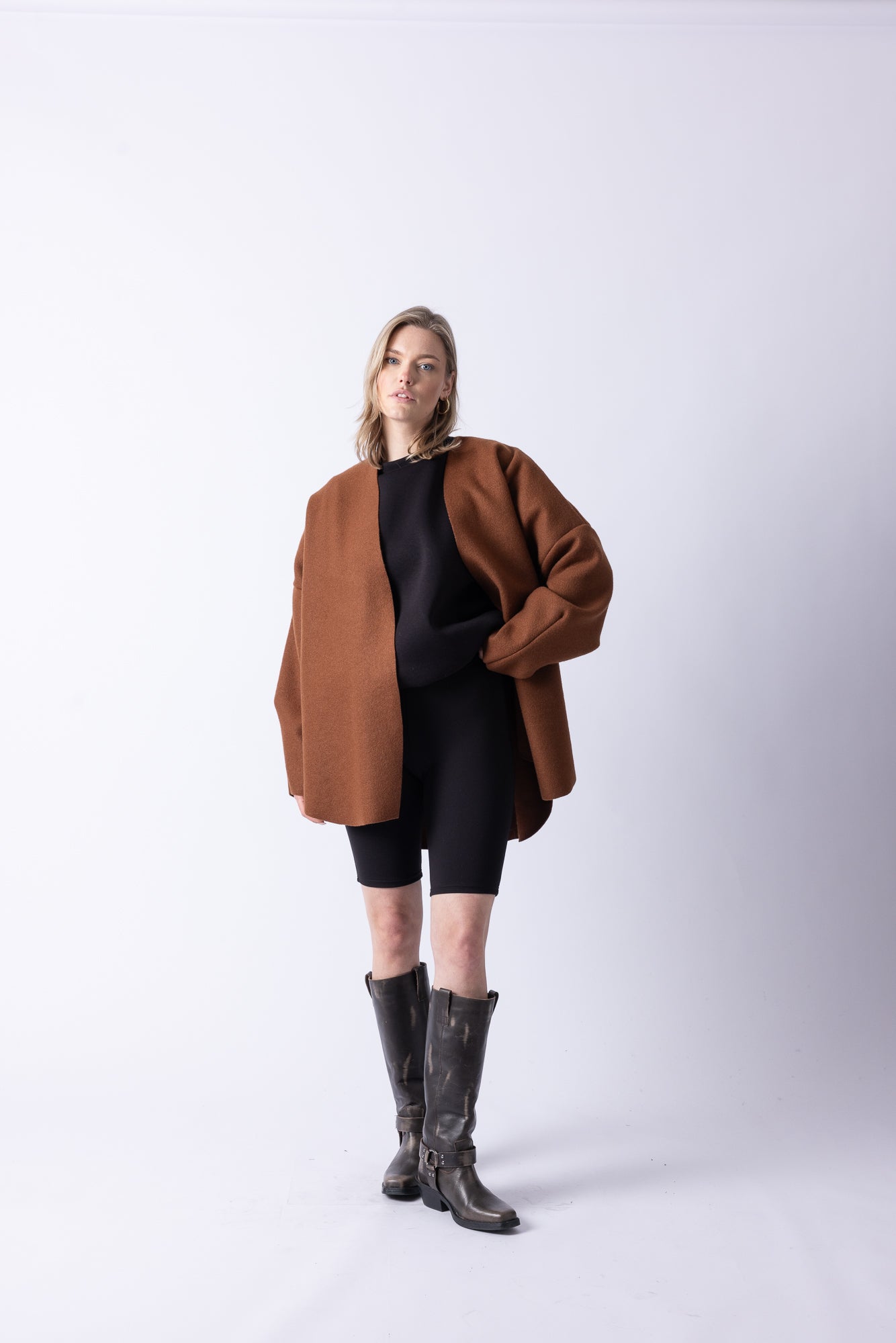 BOMBER VEST LONG BROWN
