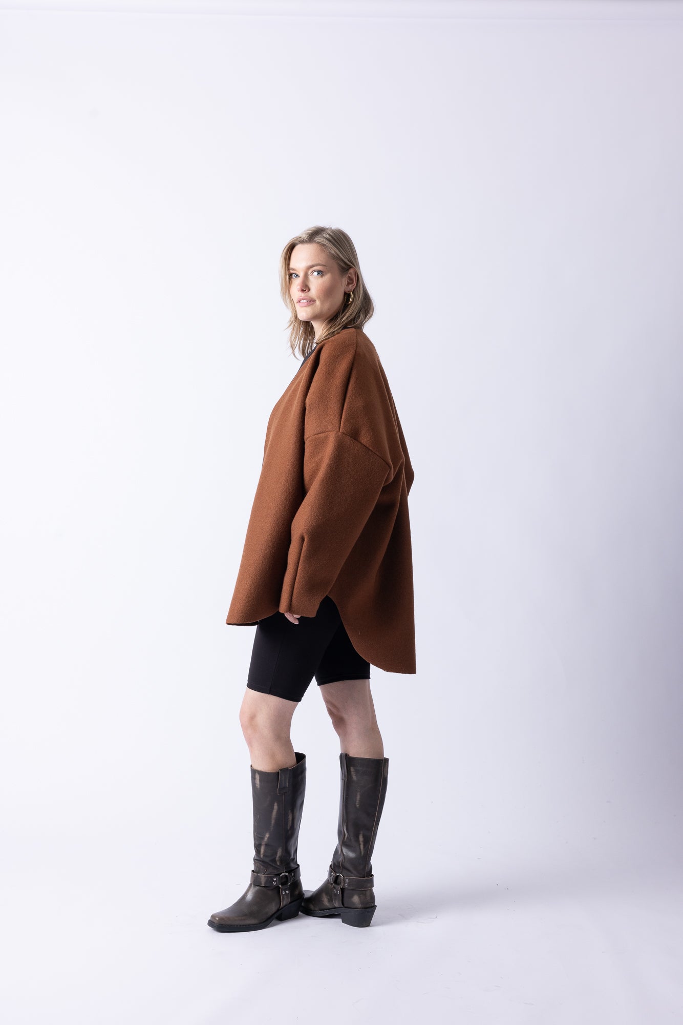 BOMBER VEST LONG BROWN