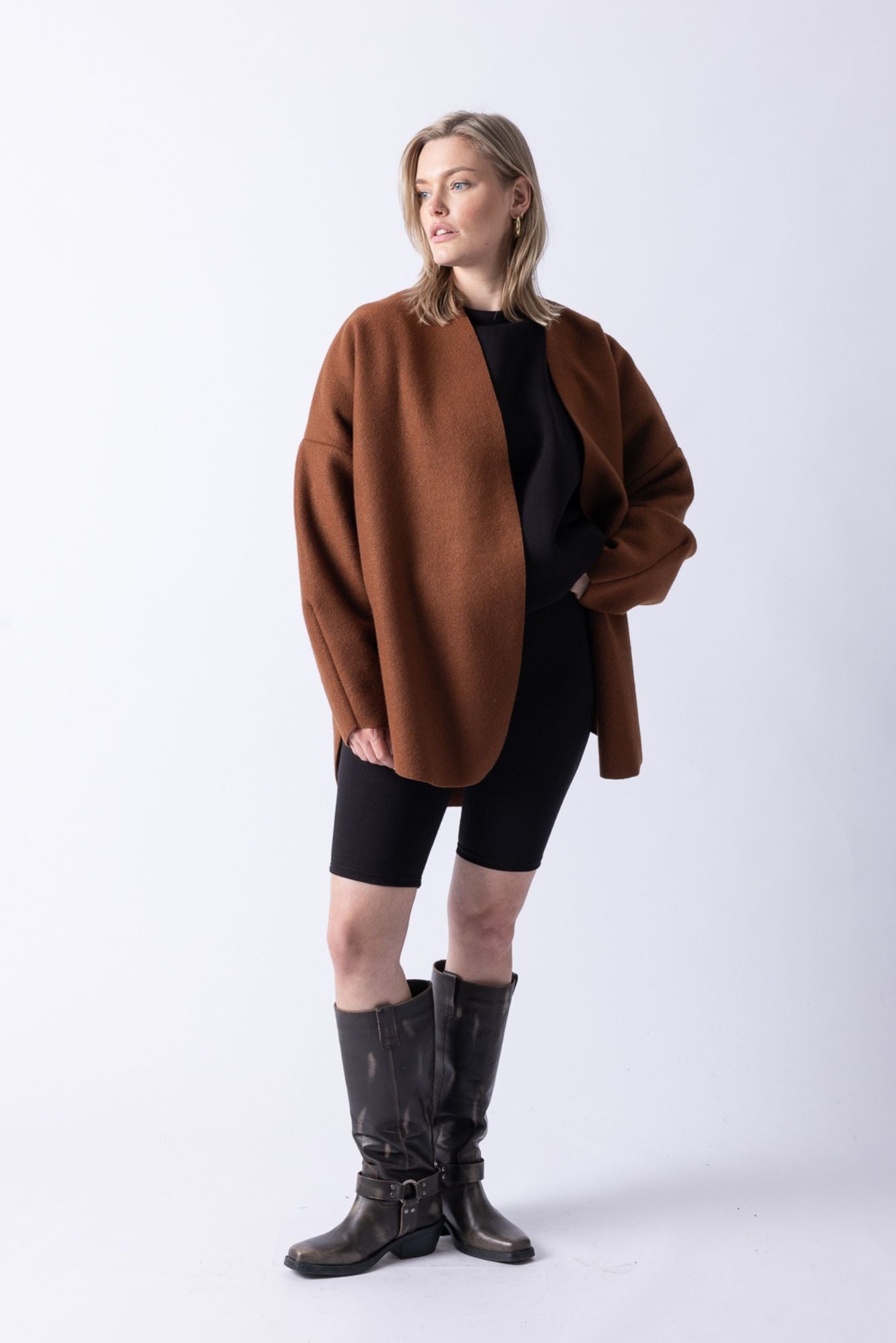 BOMBER VEST LONG BROWN