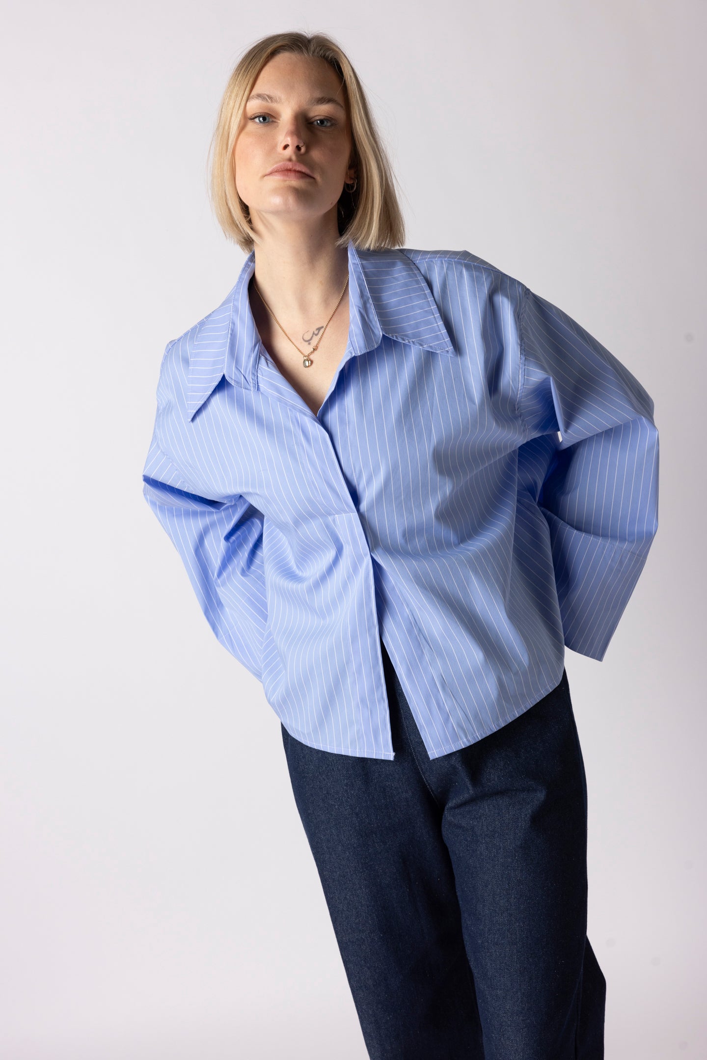 DADDY BLOUSE SHORT BLUE
