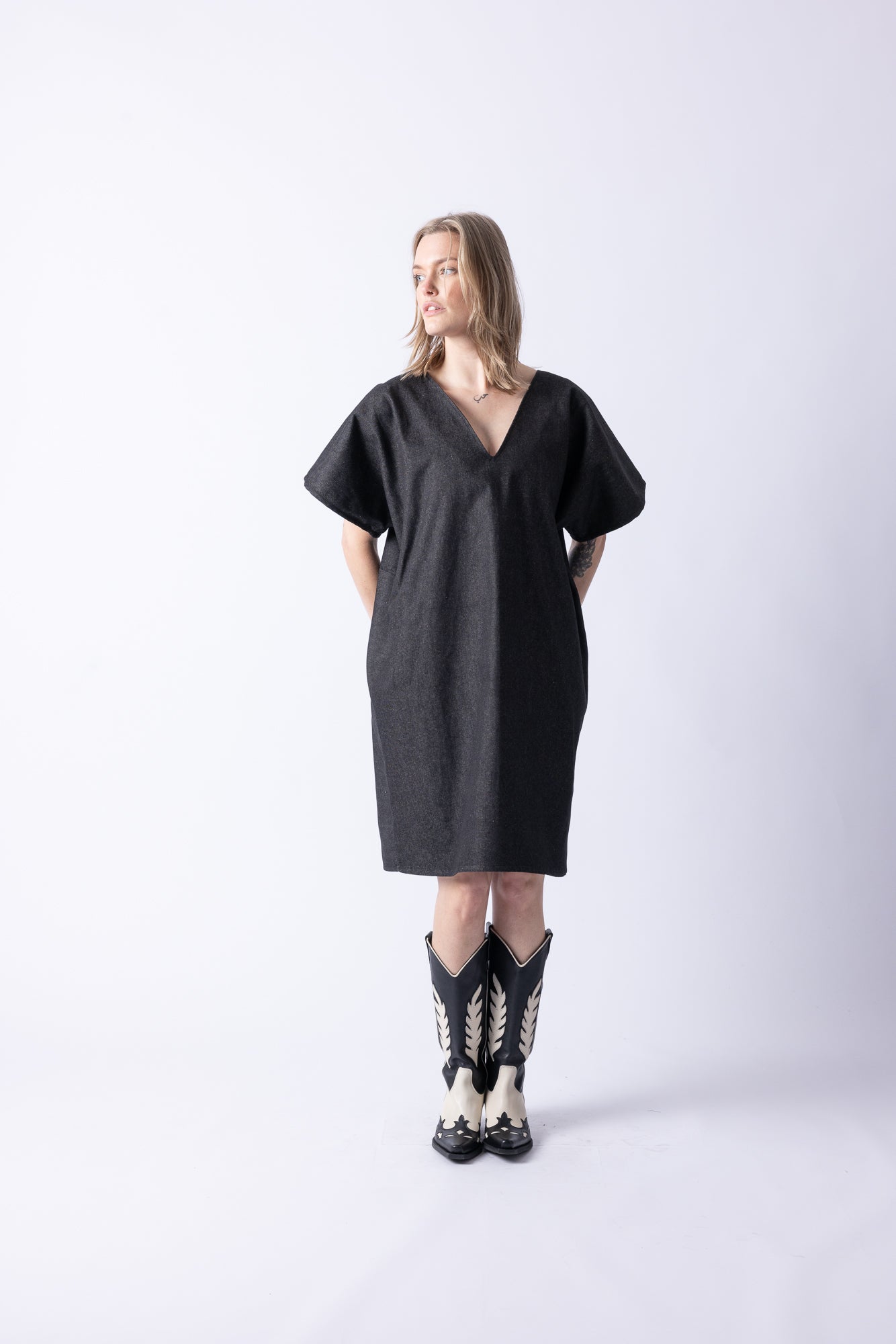 DENIM DRESS GREY