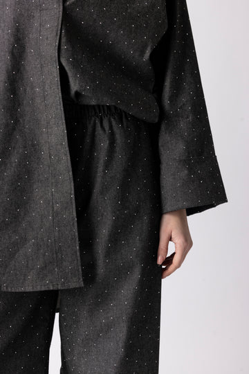 DENIM GLITTER PANTS GREY