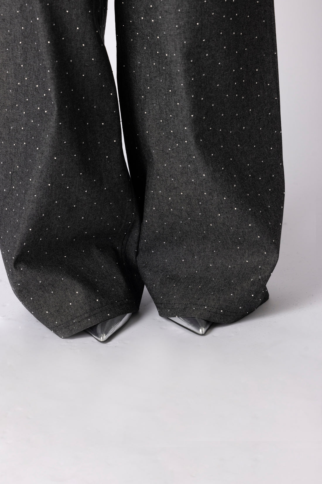 DENIM GLITTER PANTS GREY