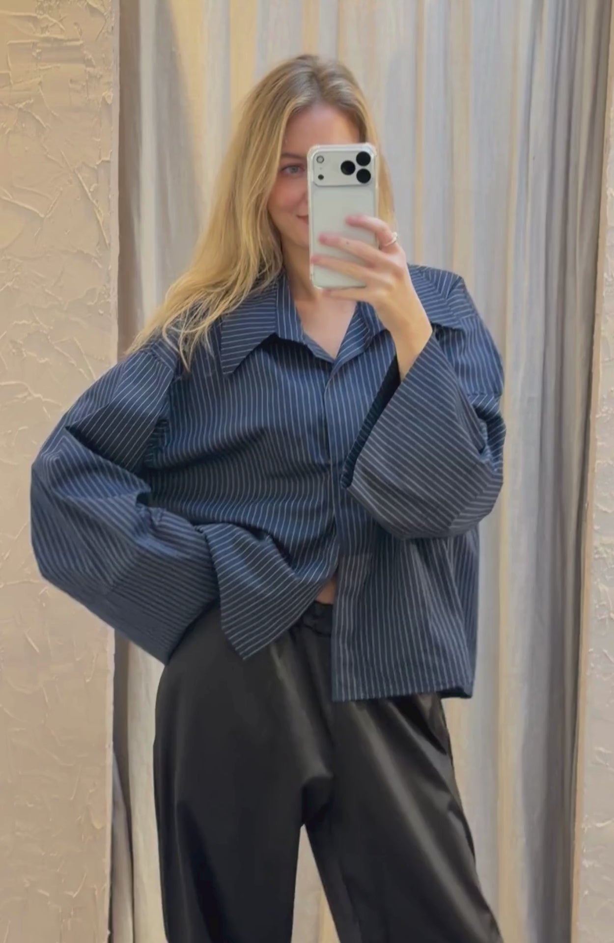 DADDY BLOUSE PINSTRIPE BLUE